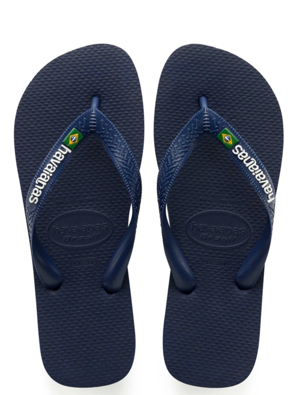 🩴 Havaianas Brasil Logo Navy Blue Flip Flops NWT BR 45/46 EUR 47/48 Men’s 13